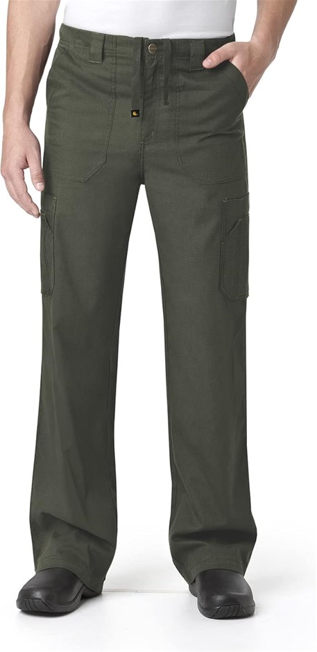 CARHARTT Men's Tall Ripstop Multi-Cargo Scrub Pant, Medium/Tall, Olive, C54