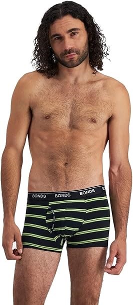 3 x BONDS Men's Cotton Blend Guyfront Trunk Underwear, Size L(95-100cm), St