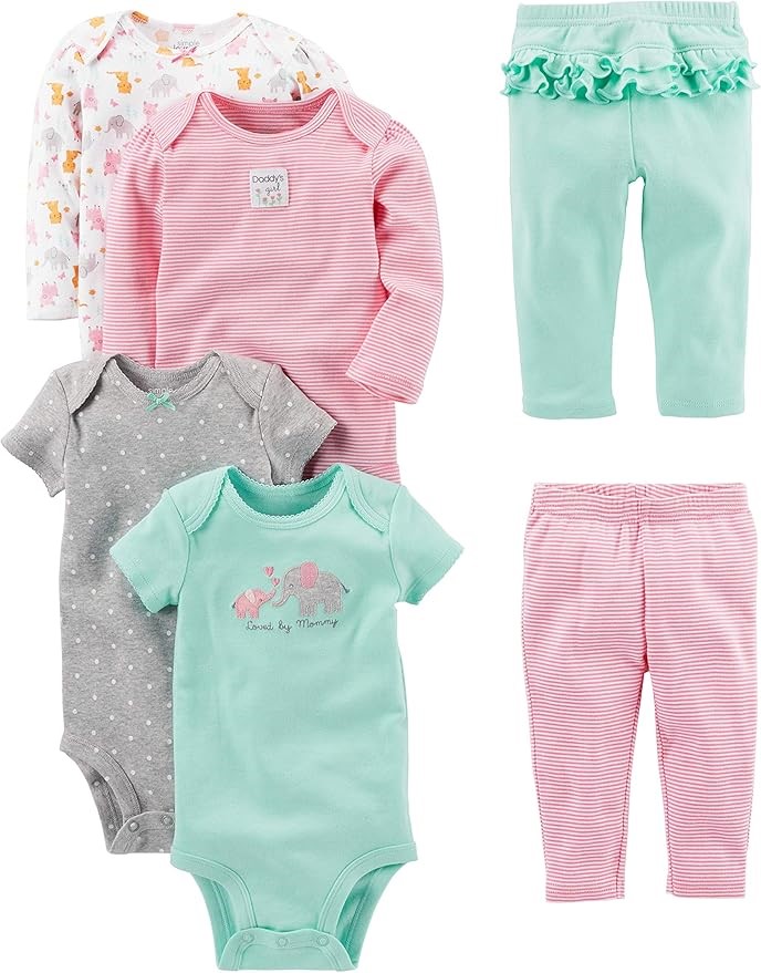 6pcs x SIMPLE JOYS BY CARTER'S Baby Bodysuits (Short and Long Sleeve) and P