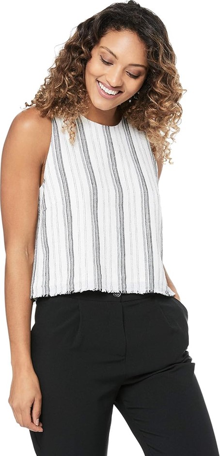 NUDE LUCY Women's Brooke Linen Stripe Top, Size L, Stripe, NU23499. RRP: $4