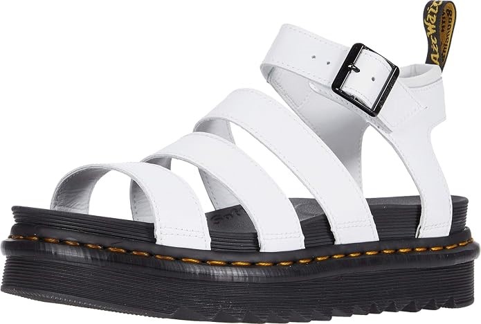 DR. MARTENS Women's Blaire 3-Strap Sandal, UK8/US10/EU42, White Hydro Leath