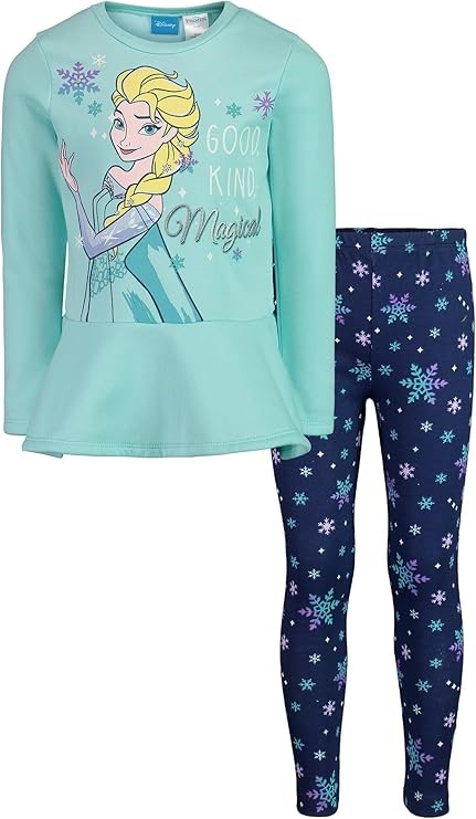 DISNEY Girl's Frozen Princess Anna Elsa Sweatshirt & Leggings Set Size 12T,