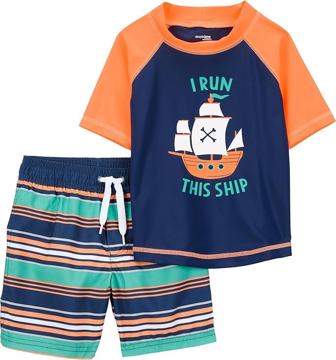 2 x 2pc SIMPLE JOYS By CARTER'S Boys' Swim Trunk & Rashguard Set, Size 24M,