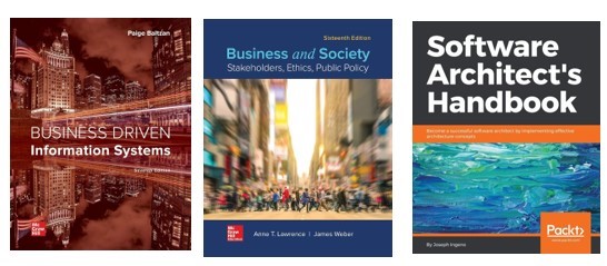 3 x ASSORTED Academic Books; Incl. Business and Society, Software Architect