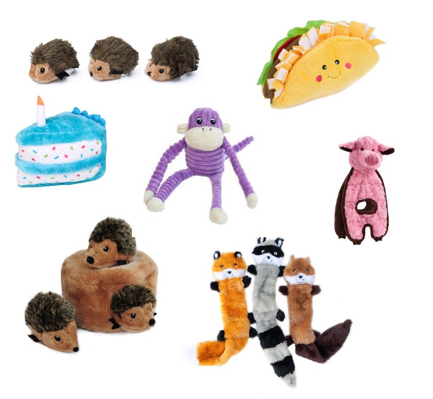 7 X Assorted Dog Plush Toys