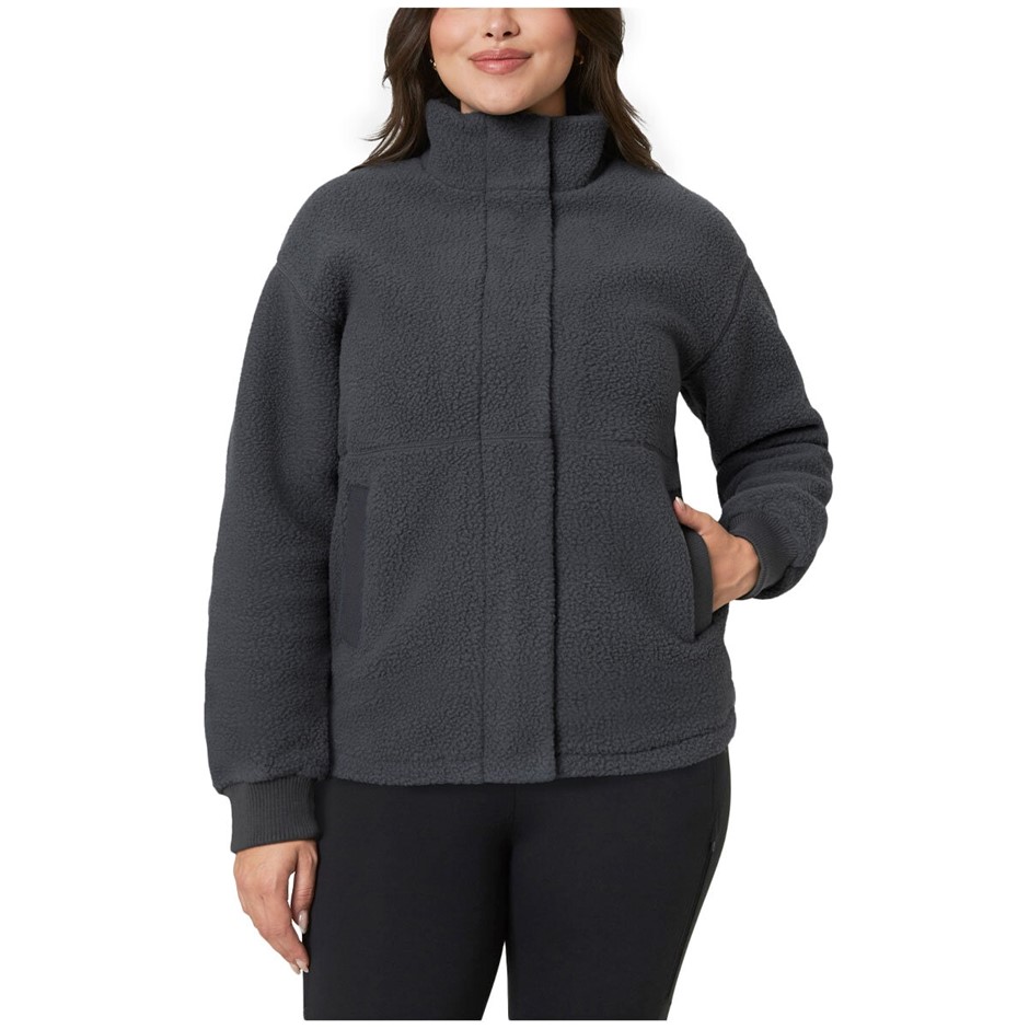 MONDETTA Women's Sherpa Zip Fleece Jacket, Size M, Black Oyster. Buyers No