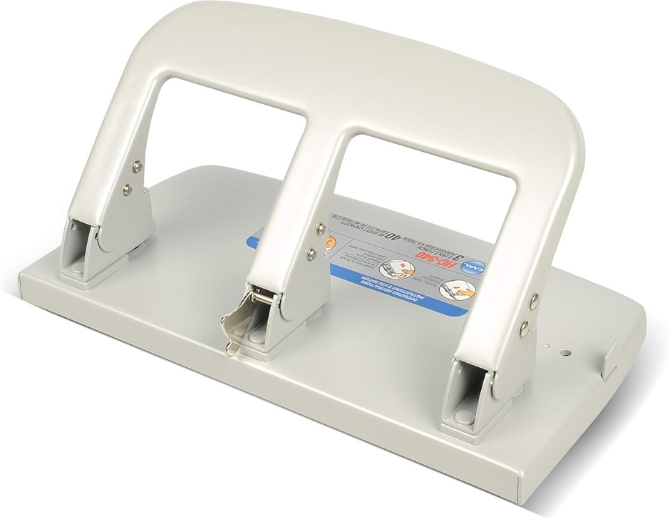 CARL, Medium-Duty 3 Hole Paper Punch, 40 Sheet Punch Capacity, Metallic, Mo