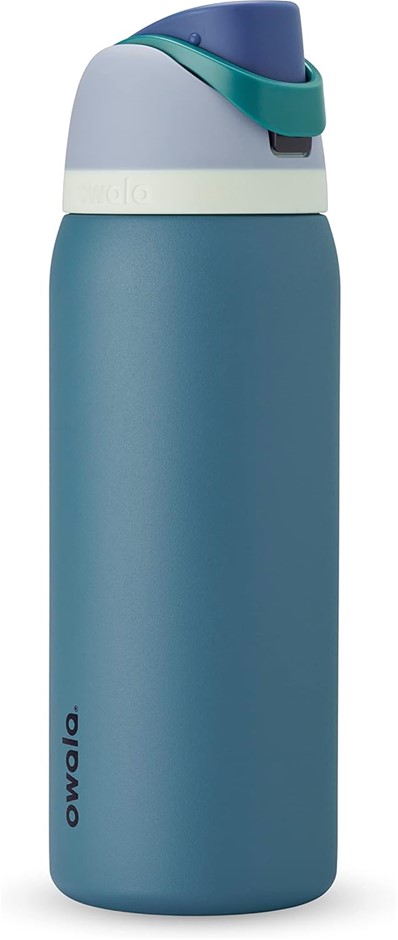 OWALA FreeSip Insulated Stainless Steel Water Bottle w/ Straw, 945mL, Denim