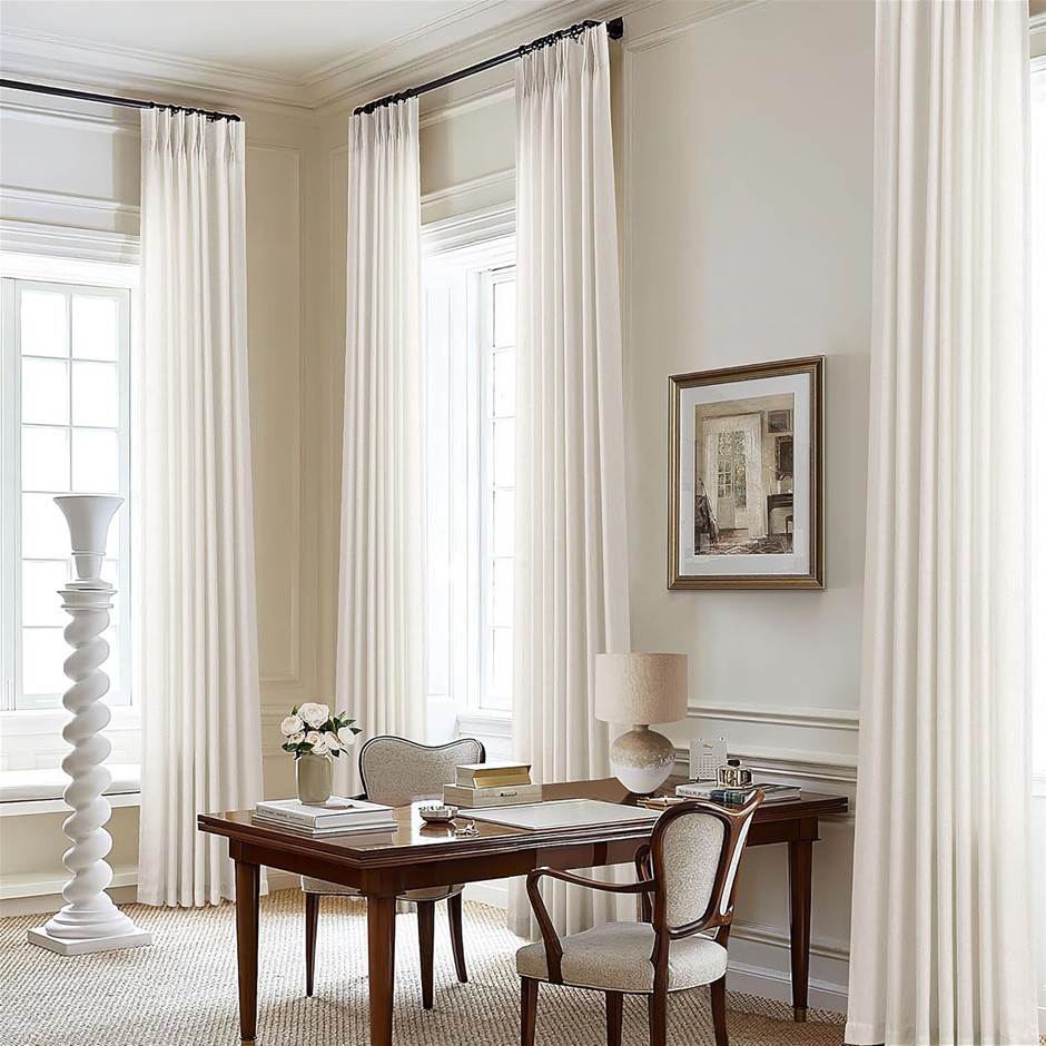 105 Inch Extra Long Boho Cream Semi Sheer Light Filtering Curtains for Livi