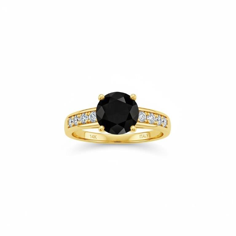 14K/Italy 1.0ct Black Yellow Gold Filled Ring(stamped)Warranty Quality-9US