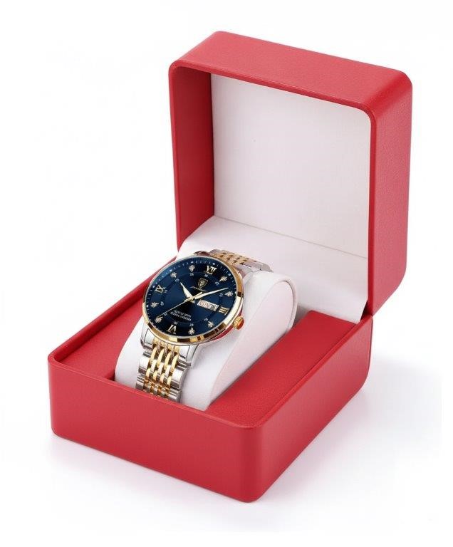 POEDAGAR Luxury Blue Dial Watch with Premium Gift Box