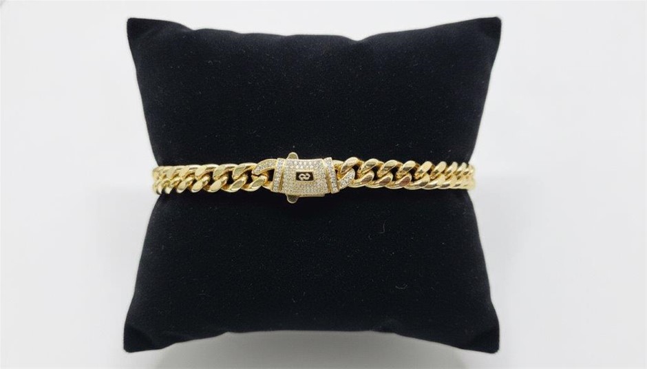 14K-Stamped Yellow Gold Filled Cuban Bracelet -17.5cm-8mm-Bonus Gift