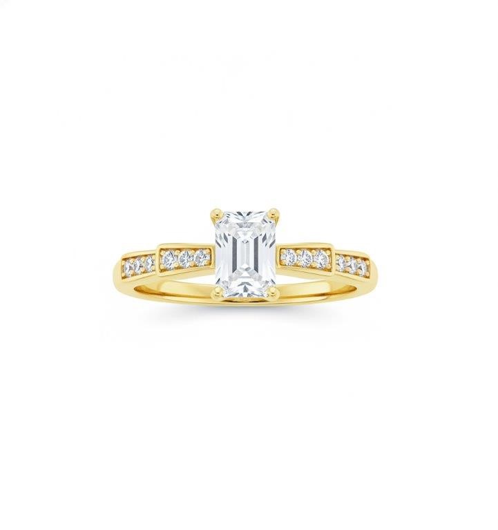 14K/Italy 0.5ct Emerald Cut Yellow Gold Filled Ring Warranty Quality-8US