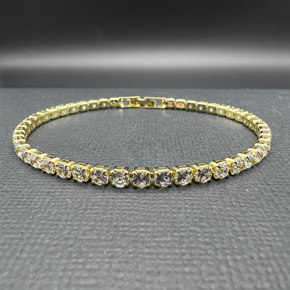 14K Gold-Filled 3mm Tennis Bracelet with Cubic Zirconia's - 18cm