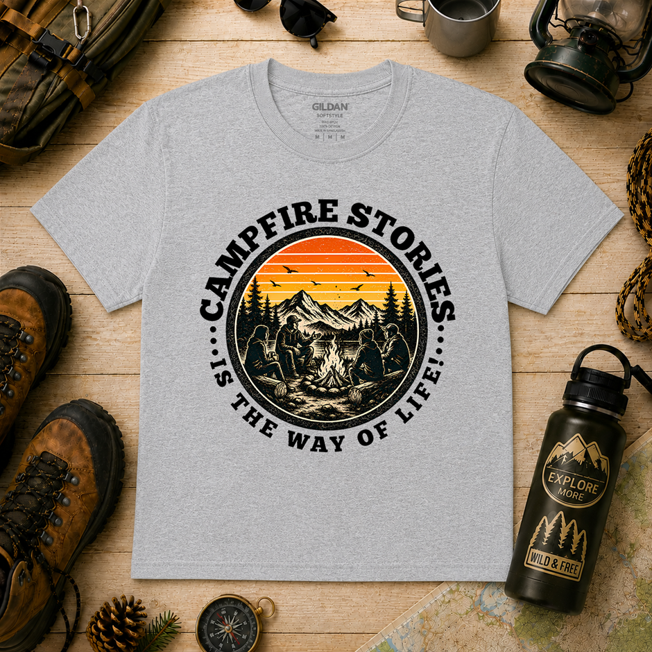 "Campfire Stories Is The Way Of Life T-Shirt!", Outdoor's Adventure - Large