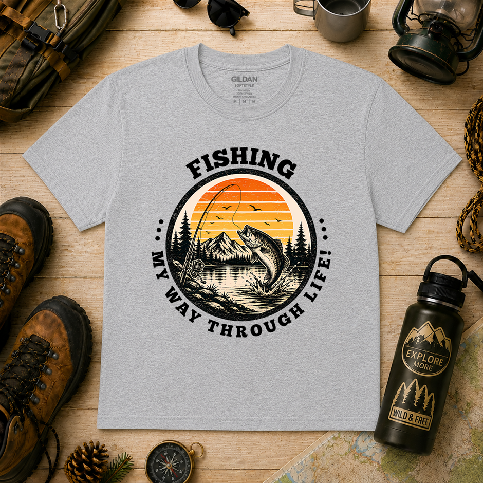 "Fishing My Way Through Life T-Shirt!" Outdoor's Adventure - Xlarge