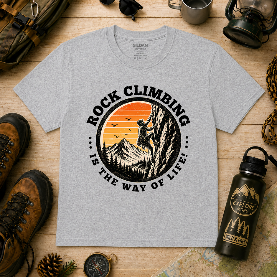 "Rock Climbing Is The Way Of Life T-Shirt!" Outdoor's Adventure - Xlarge