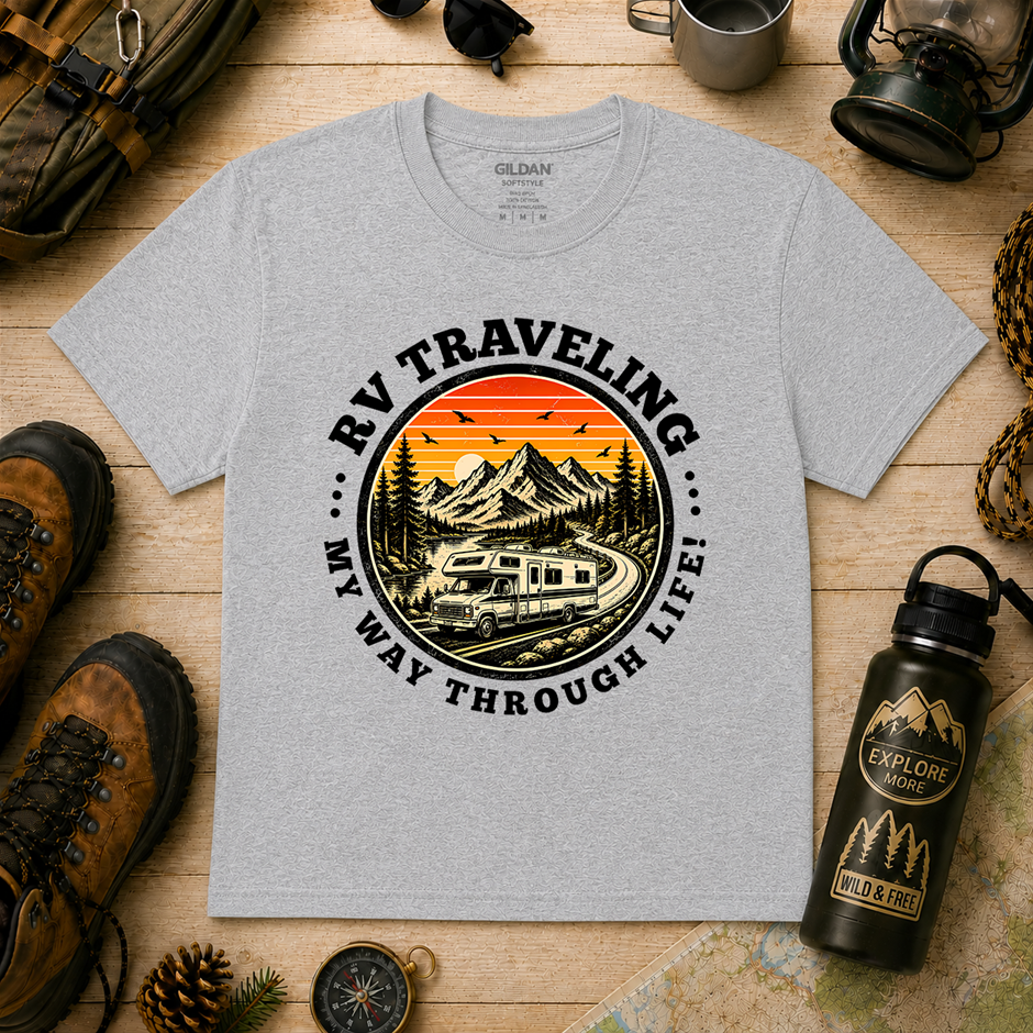 "RV Traveling My Way Through Life T-Shirt! Outdoor's Adventure - Xlarge
