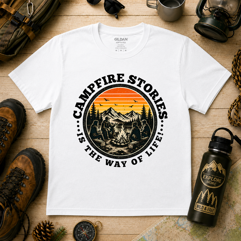 "Campfire Stories Is The Way Of Life T-Shirt!", Outdoor's Adventure - Large