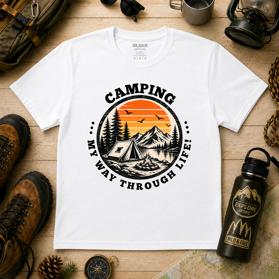 "Camping My Way Through Life T-Shirt!", Outdoor's Adventure - Xlarge