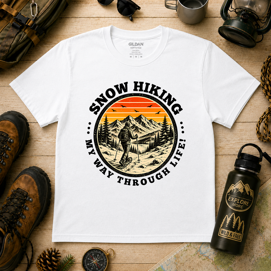 "Snow Hiking My Way Through Life T-Shirt! Outdoor's Adventure - Xlarge
