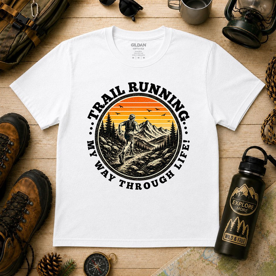 "Trail Running My Way Through Life T-Shirt!" Outdoor's Adventure - Large