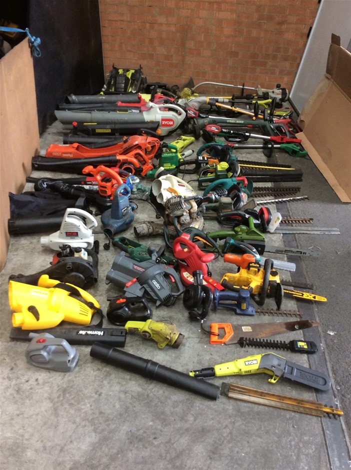 Electric Garden Tools Including Leaf Blowers + Hedge Trimmers + Chainsaws