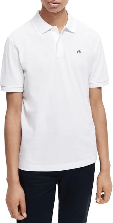 SCOTCH & SODA Men's Organic Cotton Classic Polo Shirt, Size XL, White, 1653