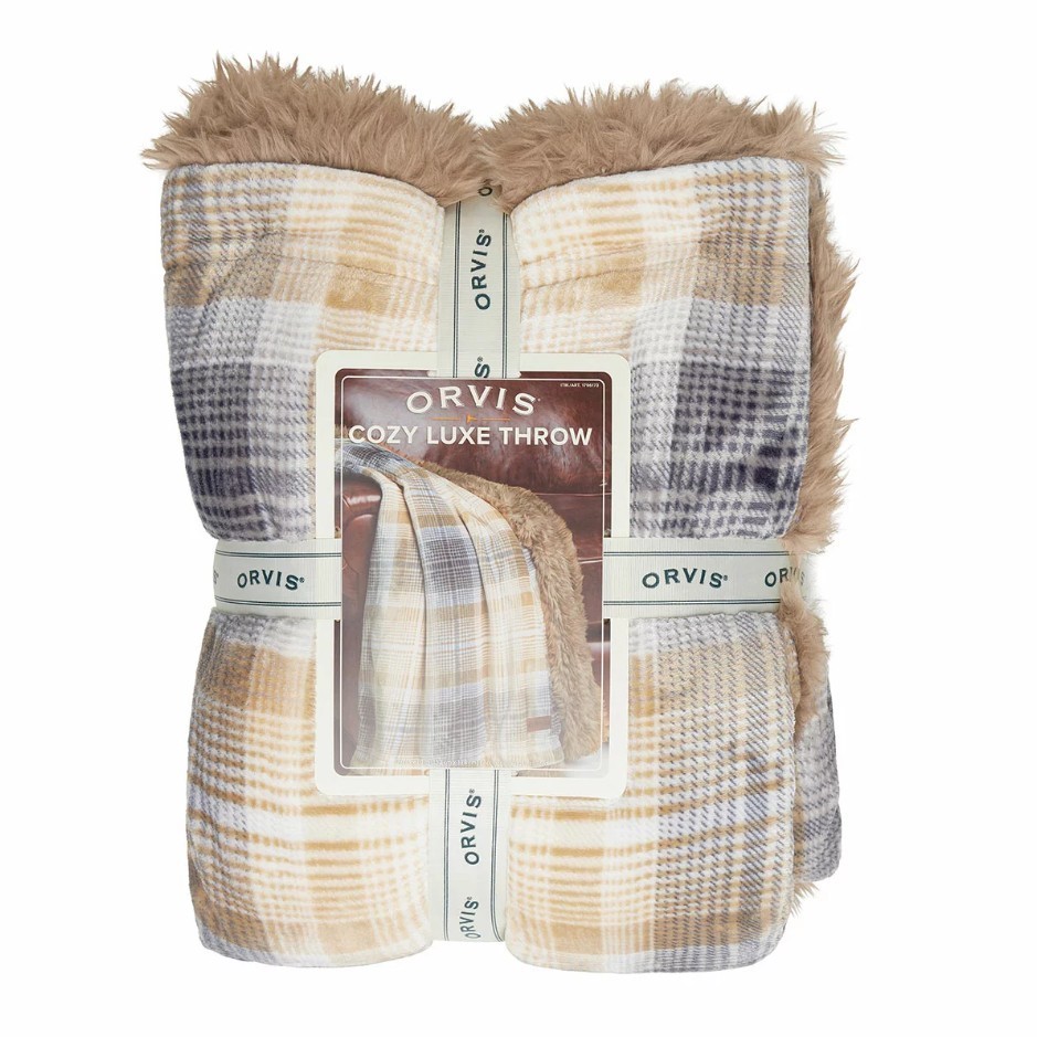 ORVIS Cozy Luxe Throw Blanket, 152 x 178cm, Caramel Brown. NB: Not in origi