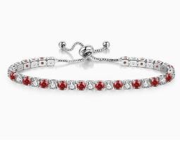 925 Sterling Silver Tennis Bracelet white & Red Simulated Diamonds