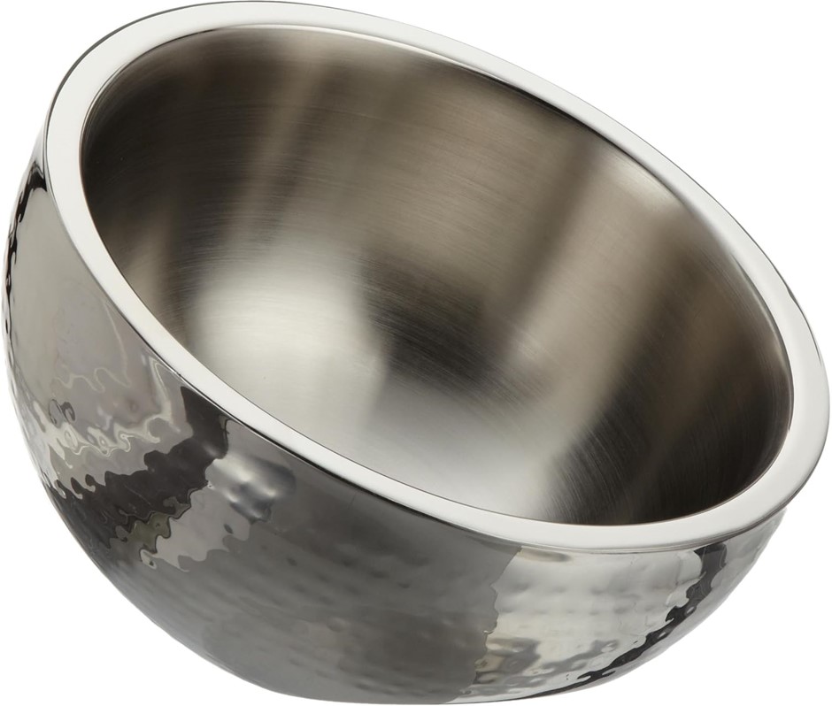 Elegance Hammered 10-Inch Stainless Steel Dual Angle Doublewall Serving Bow