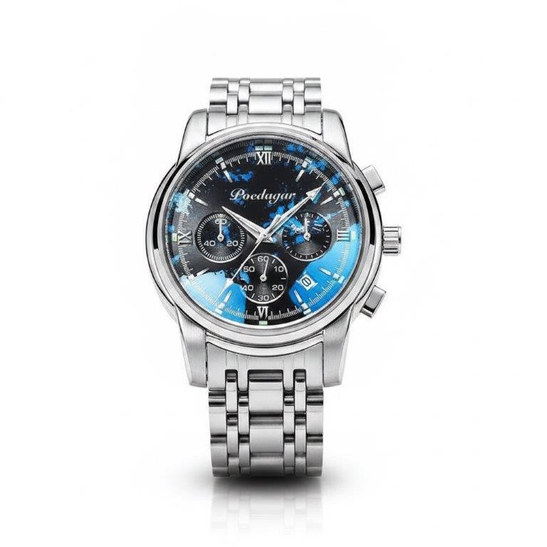 Men's Luxury Blue Galaxy Dial Watch with Premium Red Presentation Gift Box