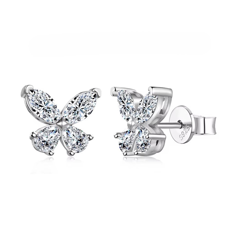 2.40ct Butterfly Lab Created Moissanite 925 Sterling Silver Earrings