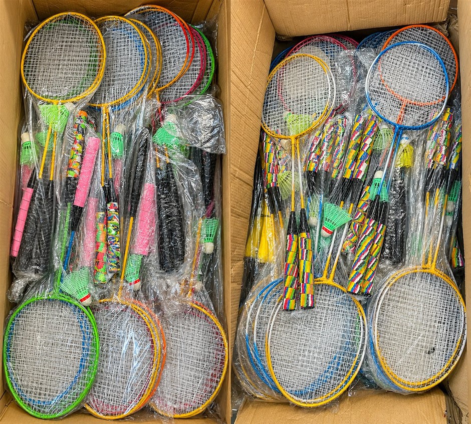 Approx. 60 x Assorted Kids Play Badminton Rackets & Shuttlecocks, Recreatio
