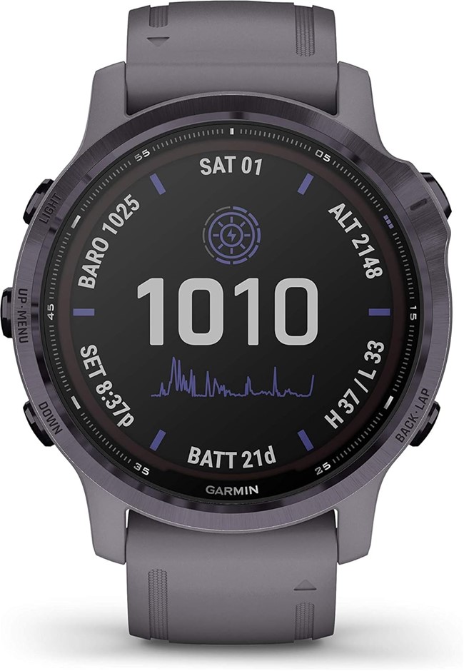 GARMIN Fenix 6S Pro Solar, Premium Multisport GPS Smartwatch, Amethyst Stee
