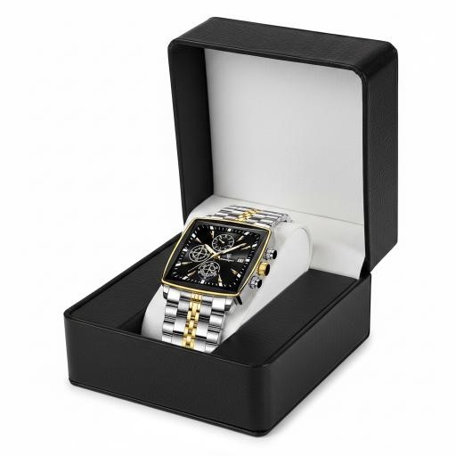 POEDAGAR Square Case Design Men's Watch with Premium Gift Box