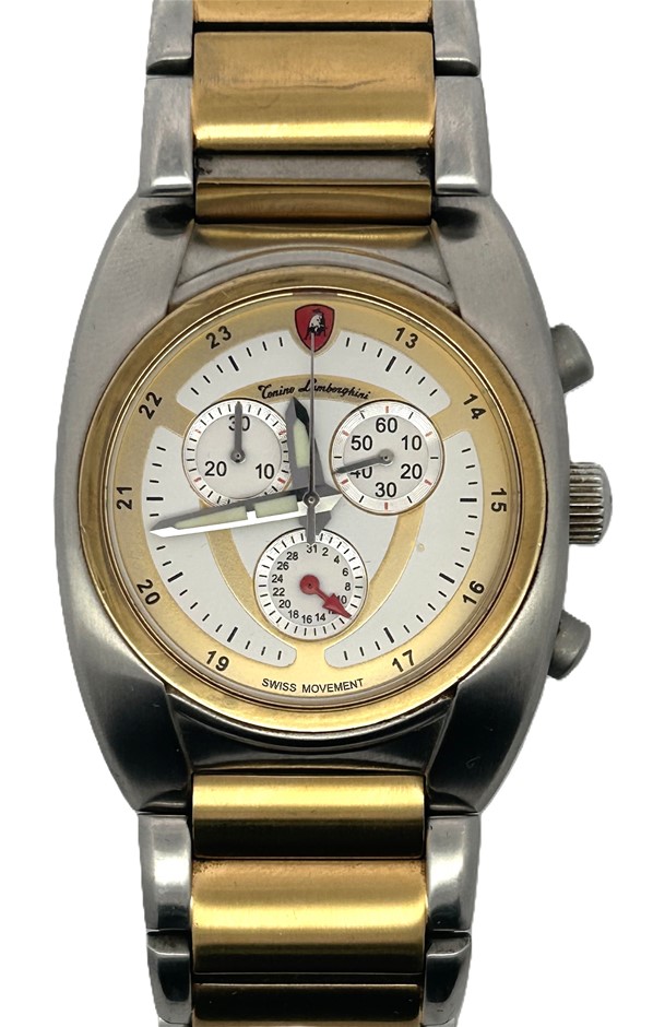 Tonino Lamborghini Chronograph Watch White Gold Two Tone Stainless Steel
