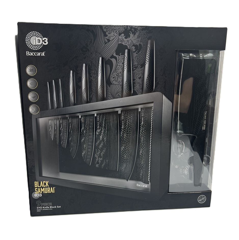 Baccarat Black Samurai iD3 9 Piece Knife Block Set New In Box