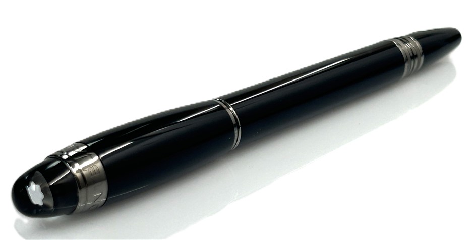 Montblanc Black Fountain Pen Resin Silver Trim Presentation Box