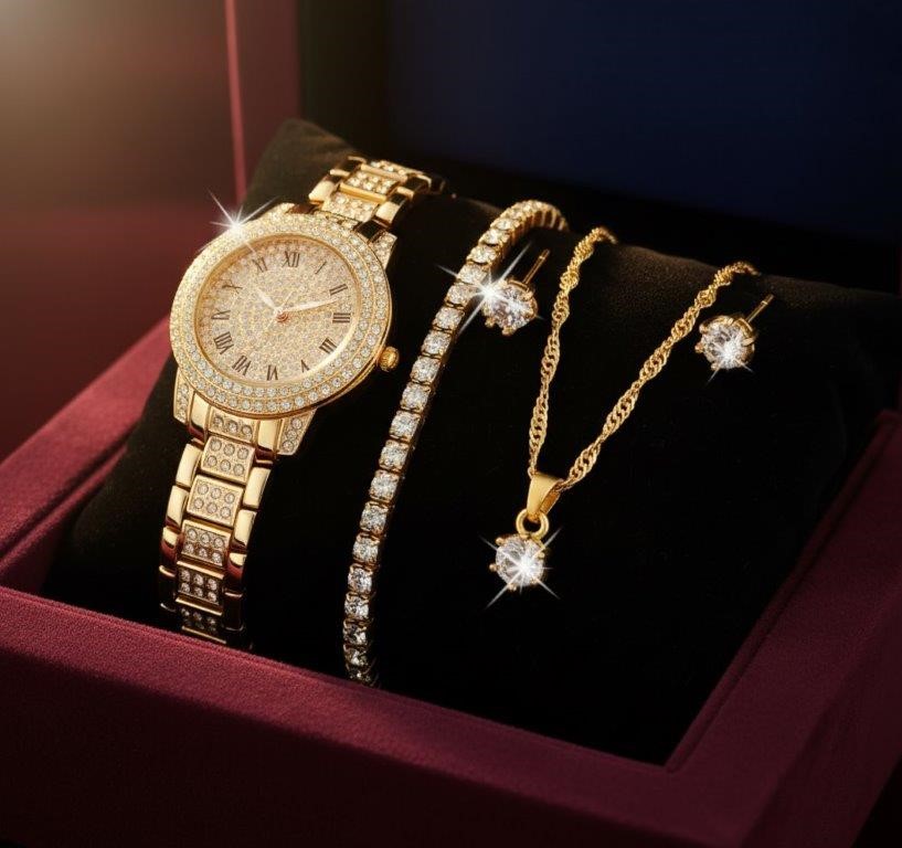 6-Piece Jewellery Set.Watch, Necklace, Bracelet, Ring & Earrings
