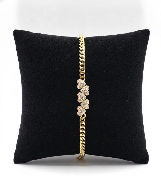 18K/Italy Yellow Gold Filled Heart bracelet(stamped)-Bonus Gift