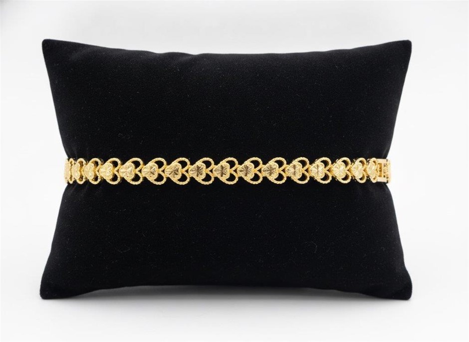 22K/Italy Yellow Gold Filled heart bracelet(stamped)-Bonus Gift