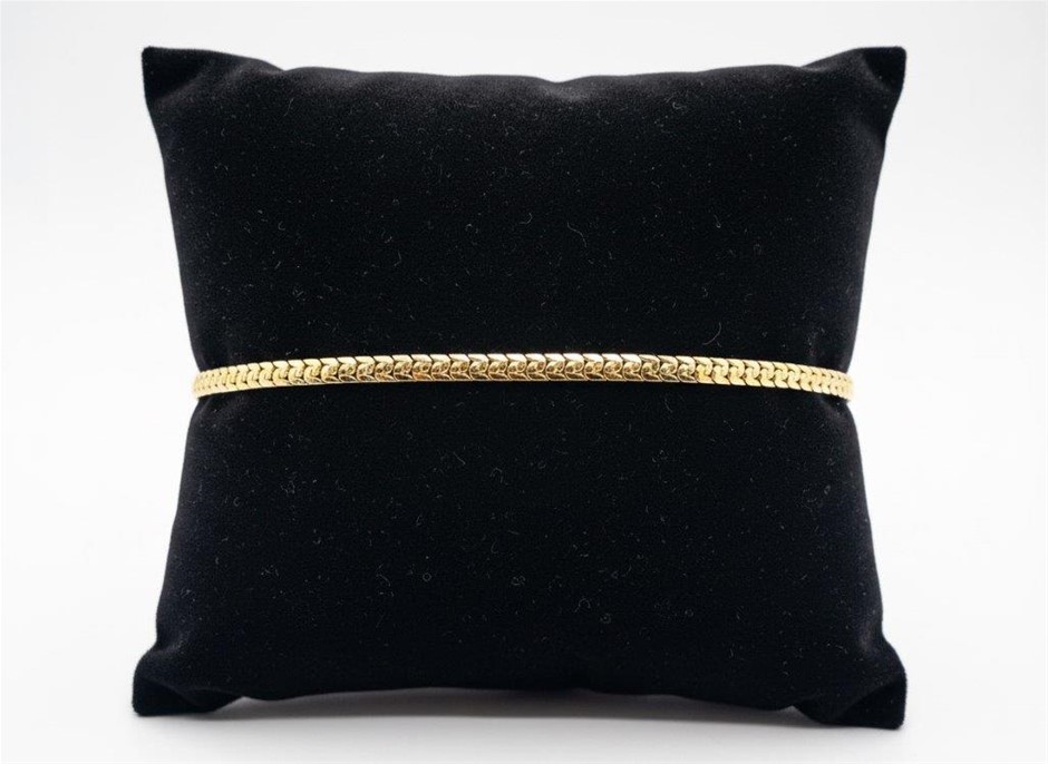 18K/Italy Yellow Gold Filled bracelet(stamped)18.5cm-Bonus Gift