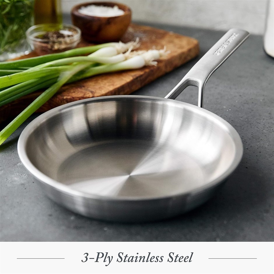 Merten & Storck Tri-Ply Stainless Steel Induction 20cm Frying Pan Skillet,