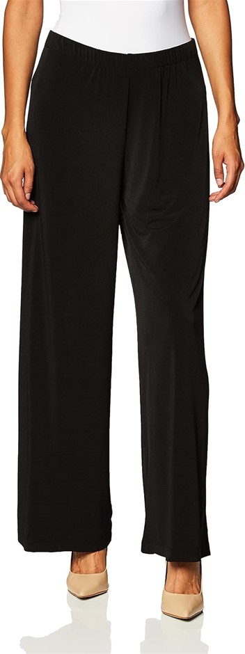 AGB Women's Soft Knit Palazzo Wide Leg Pant, Size XL Petite, Black, 5449V8F