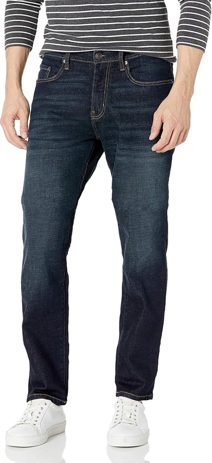 AMAZON ESSENTIALS Men's Athletic-Fit Stretch Jean, 34W x 34L, Dark Indigo/R