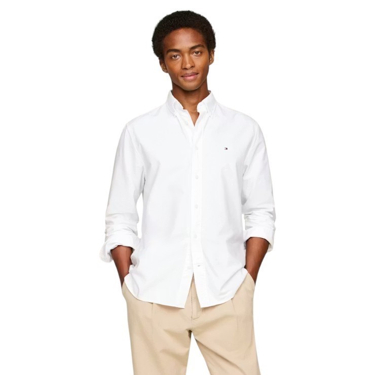 TOMMY HILFIGER Men's Stretch OG Oxford Shirt, Size 2XL, 98% Cotton, White (