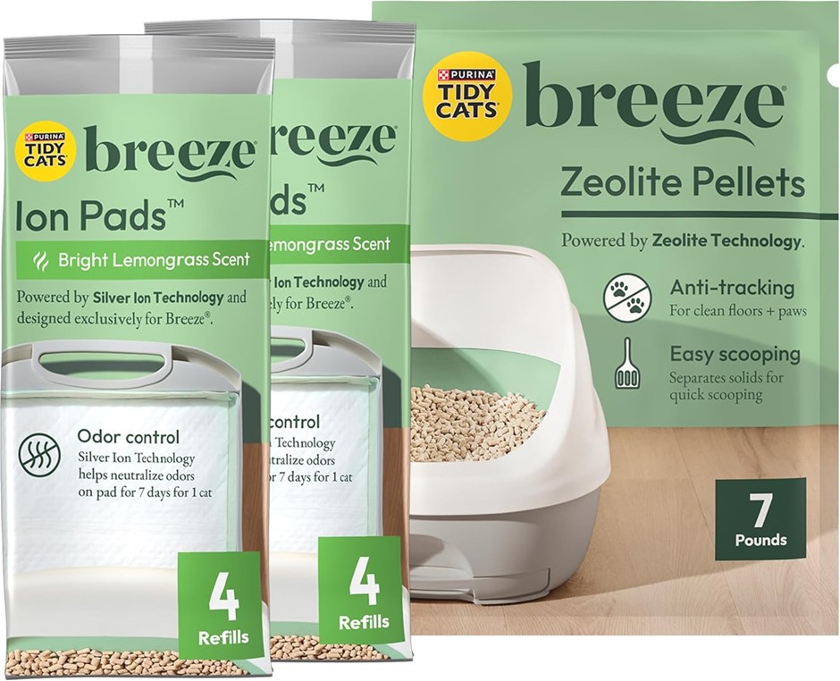 PURINA Tidy Cats Cat Litter Box Accessories, Breeze Refill Litter Pellets &