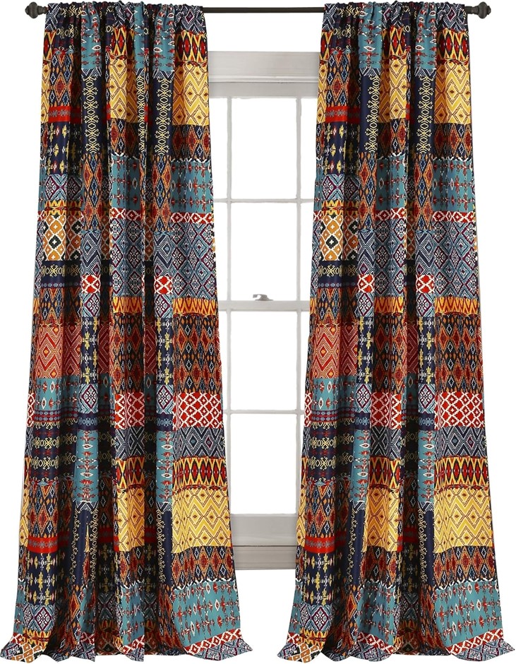 2 X LUSH DECOR Misha Light Filtering Curtain Panel Set, 132 x 213cm, Multic