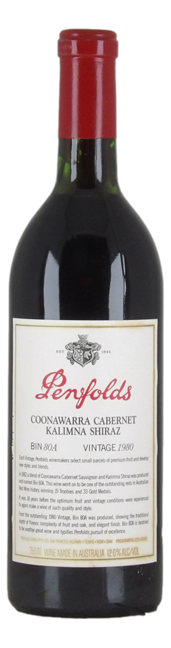 Penfolds `Bin 80A` Cabernet Shiraz 1980 (1 x 750mL), SA.